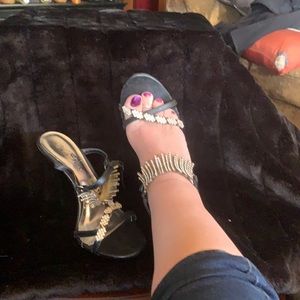 Black and rhinestones sandals wild Rose size 10